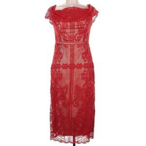 StyleStalker Red Lace Midi Cocktail Dress – Size M